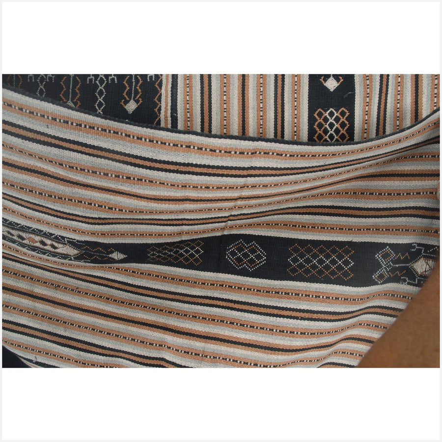Ayutupas buna Timor handwoven heavy cotton textile natural vegetable dye black gray brown blue cream red mauve ethnic tapestry ethnic tribal fabric Indonesian hill tribe home decor boho runner CD13