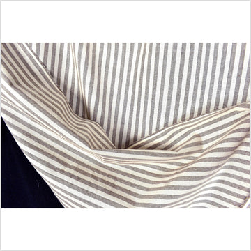Striped, chalky brown & cream 100% cotton natural dye, handwoven fabric, light-weight, soft hand feel, elegant Thai woven, sold per yard PHA338