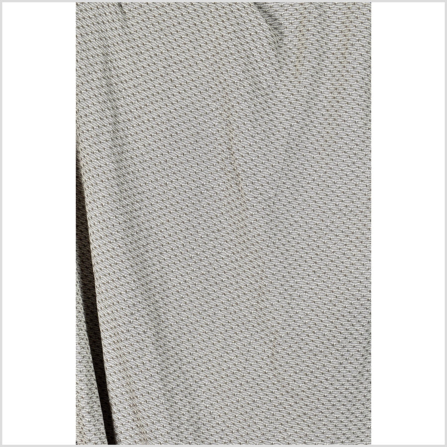 Textured warm gray & white cotton lightweight fabric, 2-sided, striking pattern, Thailand woven craft, sold by the yard PHA354