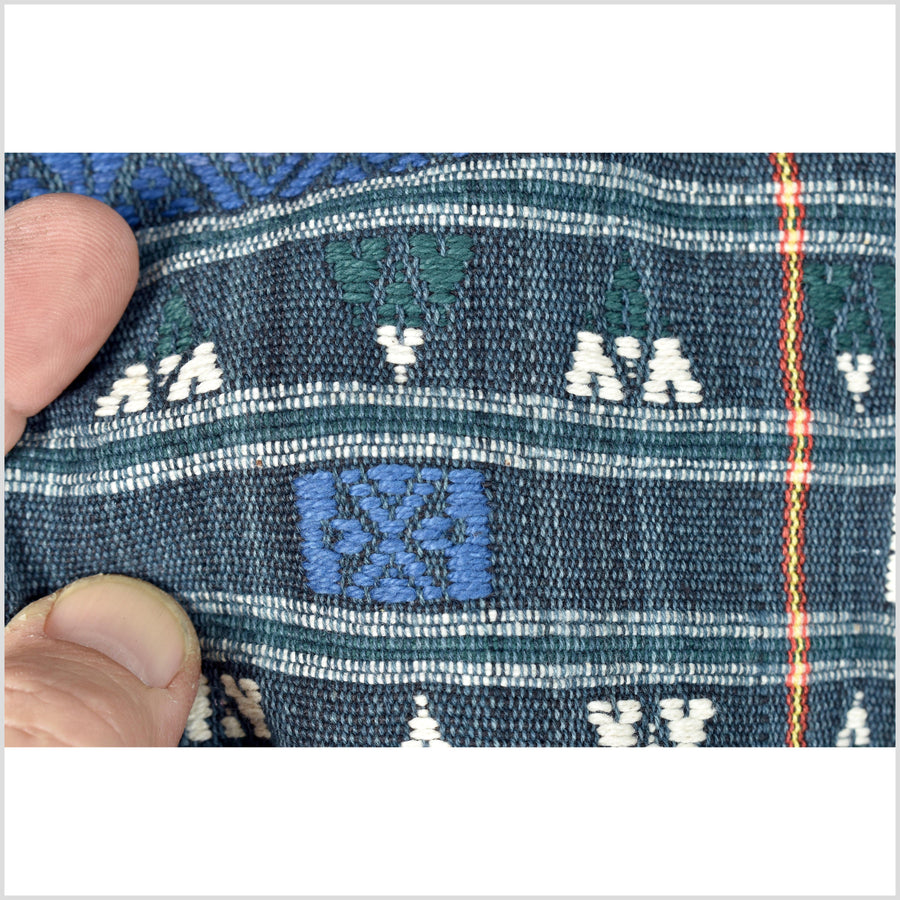 Special, hard to find indigo blue Naga minority textile, ethnic tribal home decor blanket, handwoven cotton bed throw Burma boho Chin India textile EC96