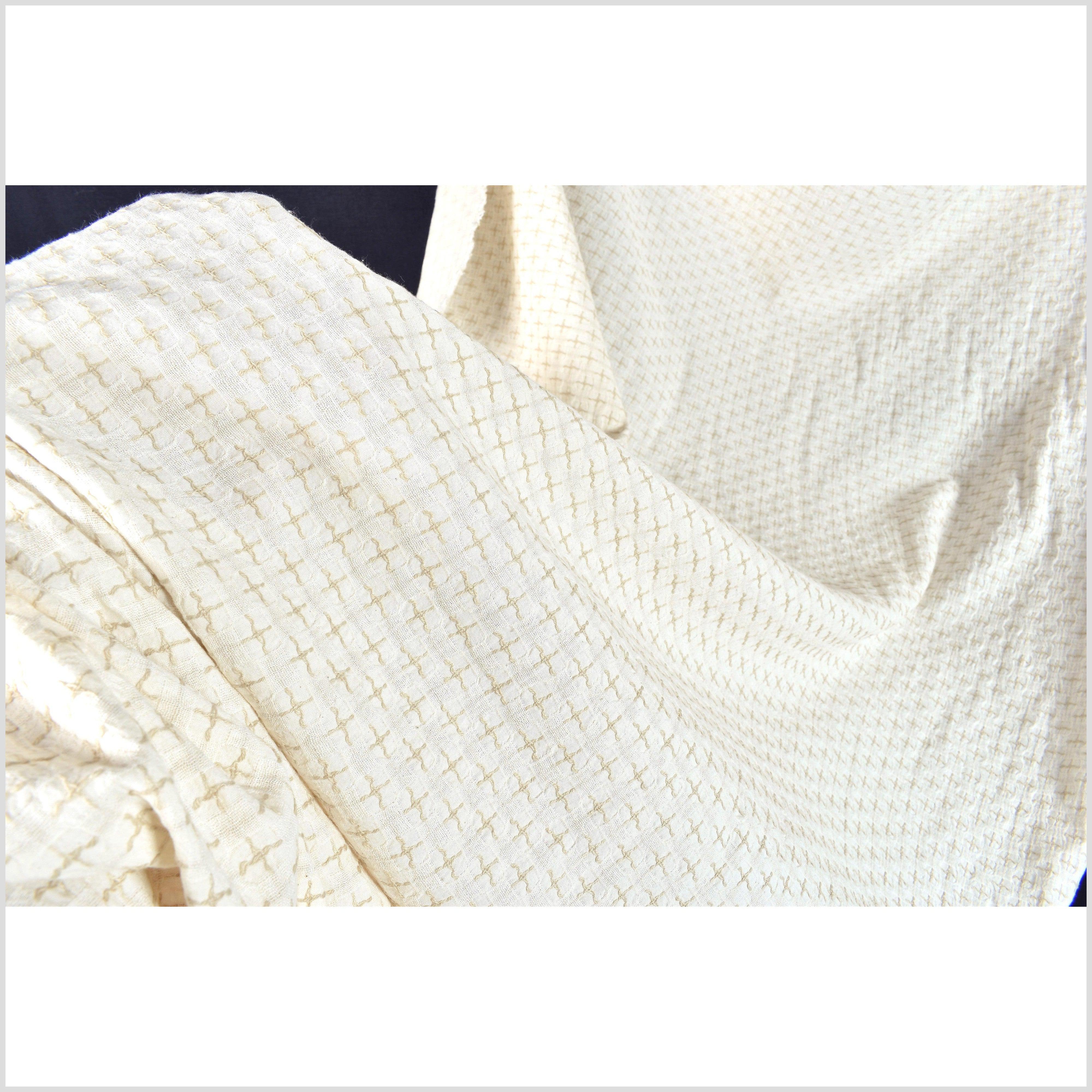 Quilted cotton and linen fabric, cream with beige cross and square qui –  Water Air Industry