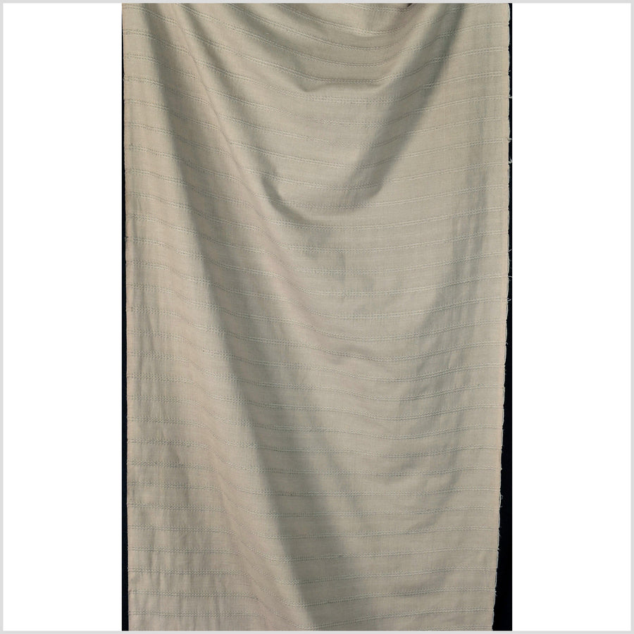 Soft, mocha-tan color fabric, handwoven cotton with woven double striping, light/medium-weight, fabric by 10 yards PHA369