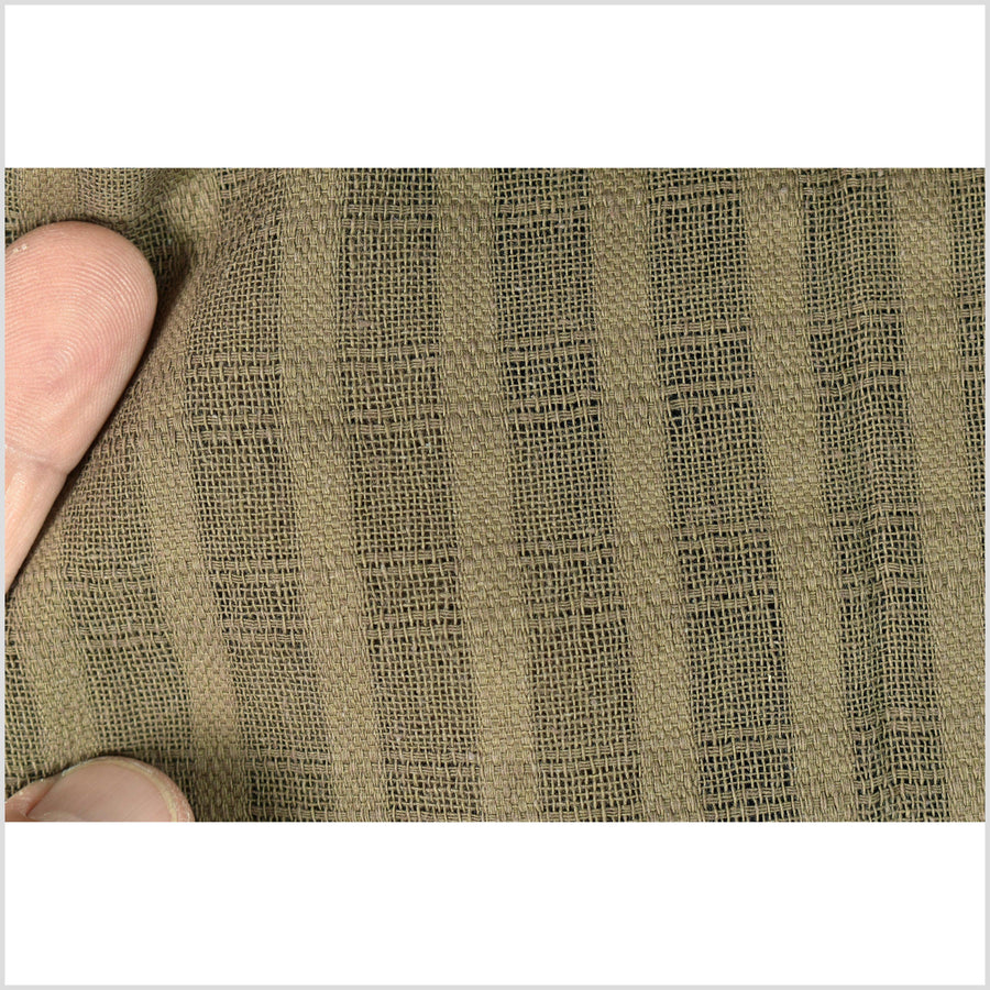 Muted earthen brown woven cotton fabric, window pane pattern, light weight, semi sheer, Thai cloth by the 10 yards PHA380-10