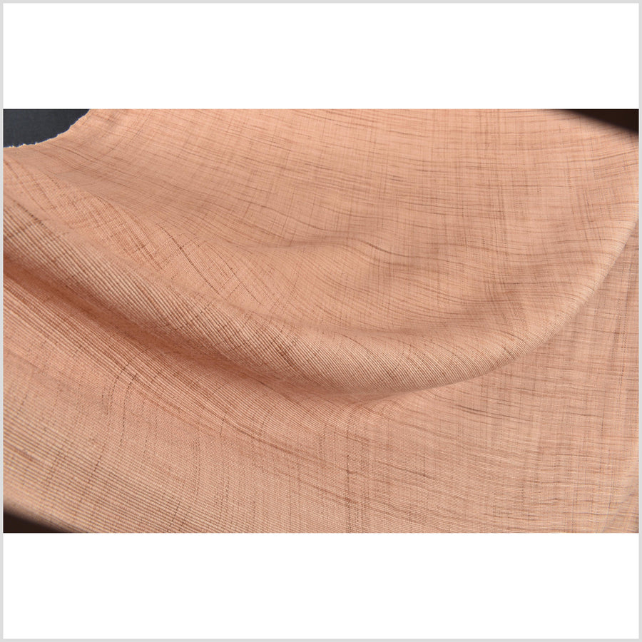 Super textured, handwoven rustic cotton fabric, nude warm blush color, incredible soft hand-feel, Thailand craft supply, fabric by the 10-yards PHA382-10