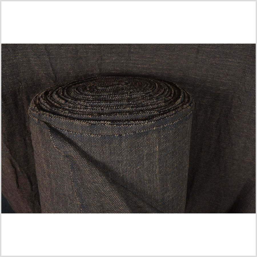 Dark, tamarind brown & black, handwoven fat weave, 100% cotton, two-tone fabric, medium-weight, Thailand craft, sold per yard PHA402