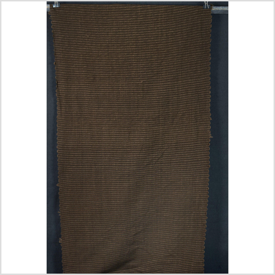 Rich, vibrant chocolate honey brown, handwoven super-texture, 100% cotton fabric, embroidered, raised striping, Thailand craft, sold per yard PHA403