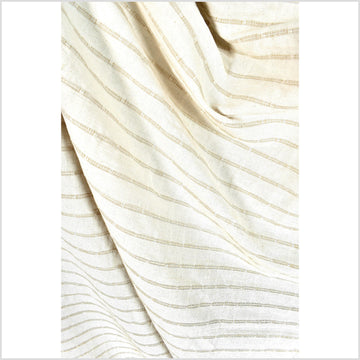 Rustic beige, off-white & warm mocha, neutral minimalist cotton fabric, geometric stripe pattern, unbleached Thai canvas, fabric by the yard, PHA405