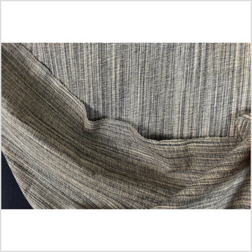 Eye-catching dark beige and gray stripe pattern neutral handwoven cotton fabric, medium weight, Thailand craft, sold by the yard PHA407