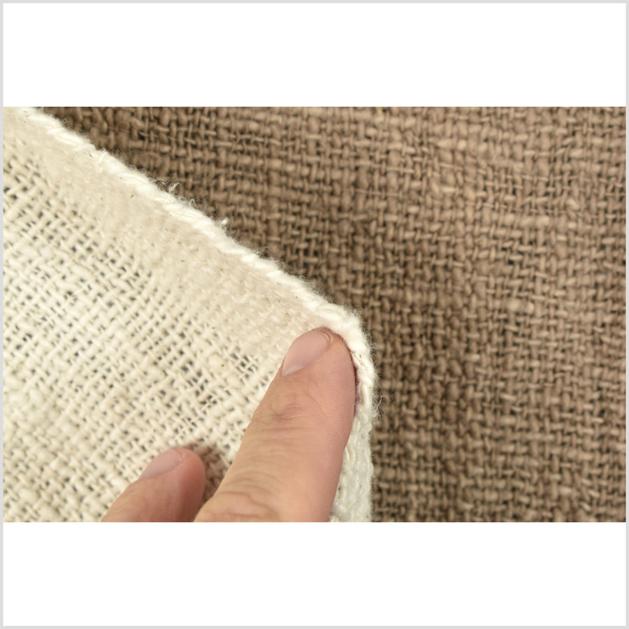 Natural vegetable dye handwoven hand loomed cotton blanket, pale cafe au lait brown, Indonesian textile tapestry ethnic tribal home decor ZV90