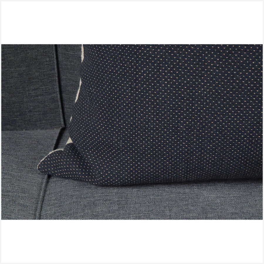 100% cotton 21 in. square decorative pillow, black with brown micro polka dots BN22