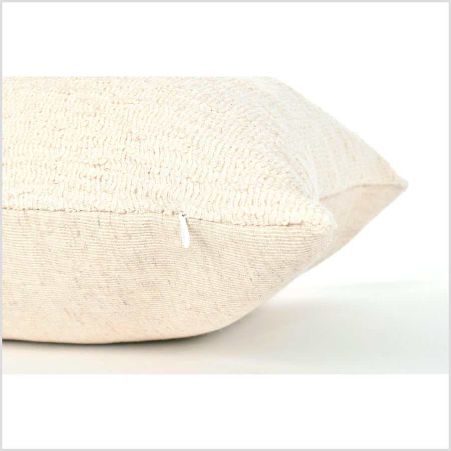 14 x 31 inch bed pillow, ethnic long lumbar cushion, kinky super textured unbleached neutral color cotton fabric PP71