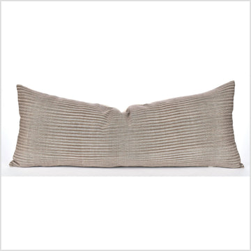 14 x 36 in. bed pillow, ethnic long lumbar cushion, stripe gray, brown, tribal handwoven cotton pillowcase, natural organic dye PP79