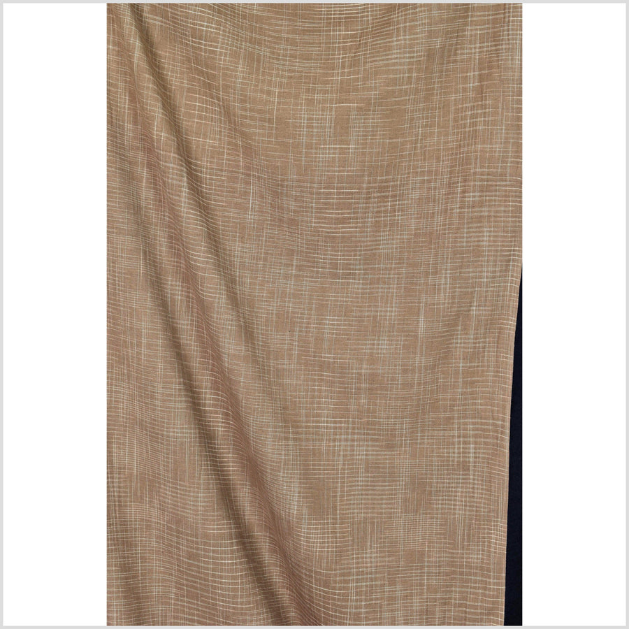 Beautiful earth brown, crosscheck pattern neutral handwoven cotton fabric, medium weight organic dye, Thailand craft, sold by yard PHA330
