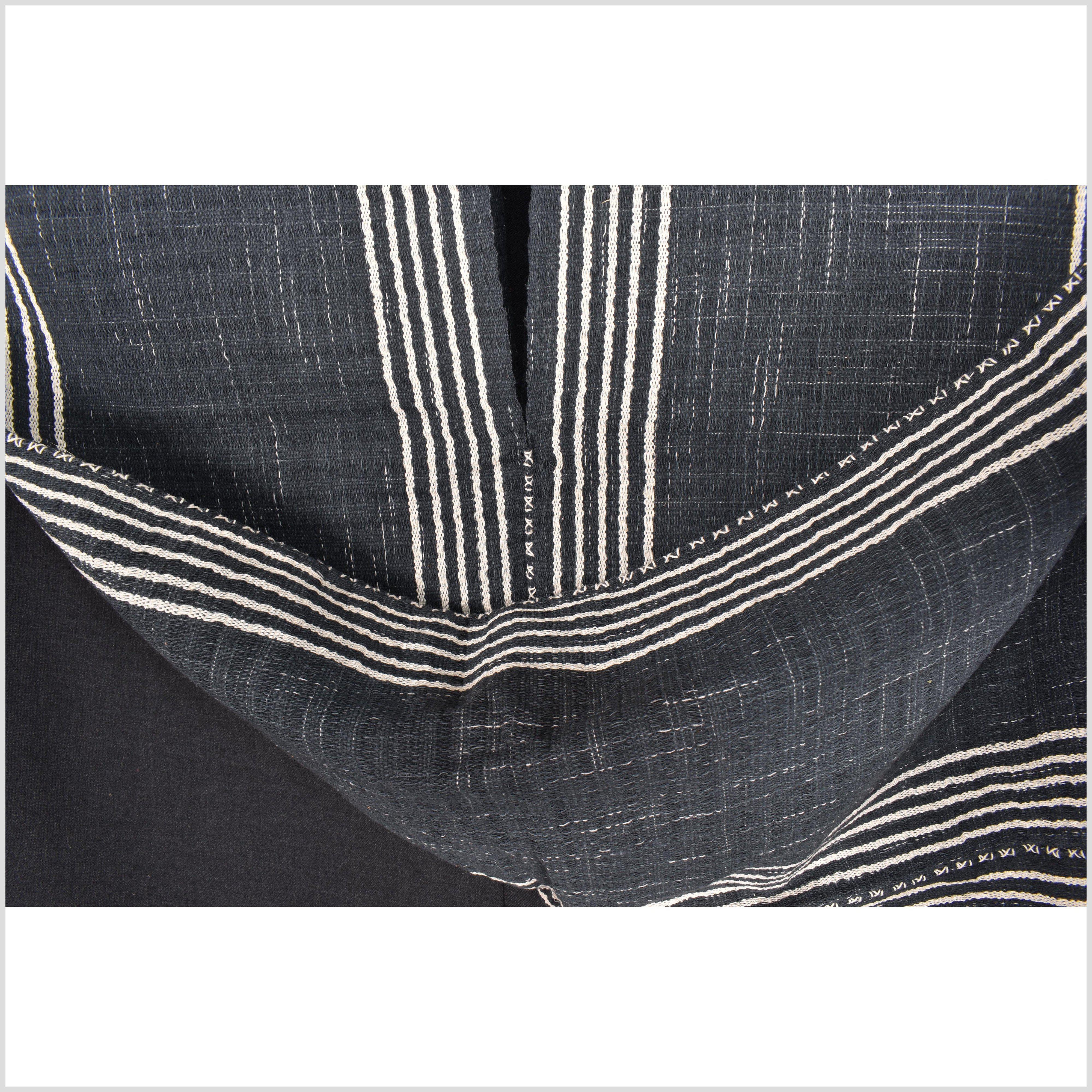 Warm gray, white stripe, natural organic dye cotton, handwoven newest tribal textile, Karen Hmong fabric, Thai ethnic throw MQ89