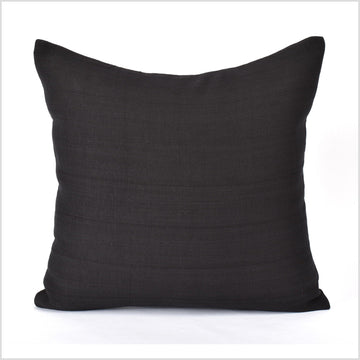 Black cotton 19 inch square pillow in beautiful textured dark solid color, double sided cushion cover PP5