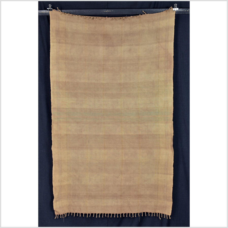 Geometric striped tribal home decor, brown ethnic Naga blanket, handwoven cotton throw, boho tapestry, India textile runner PO117