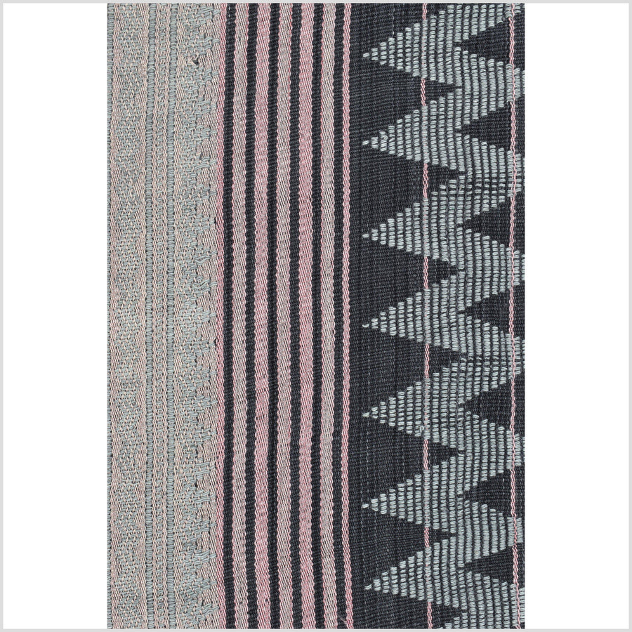 Geometric striped tribal home decor, brown red green blush black ethnic Naga blanket, handwoven cotton throw, boho tapestry, India textile runner PO12
