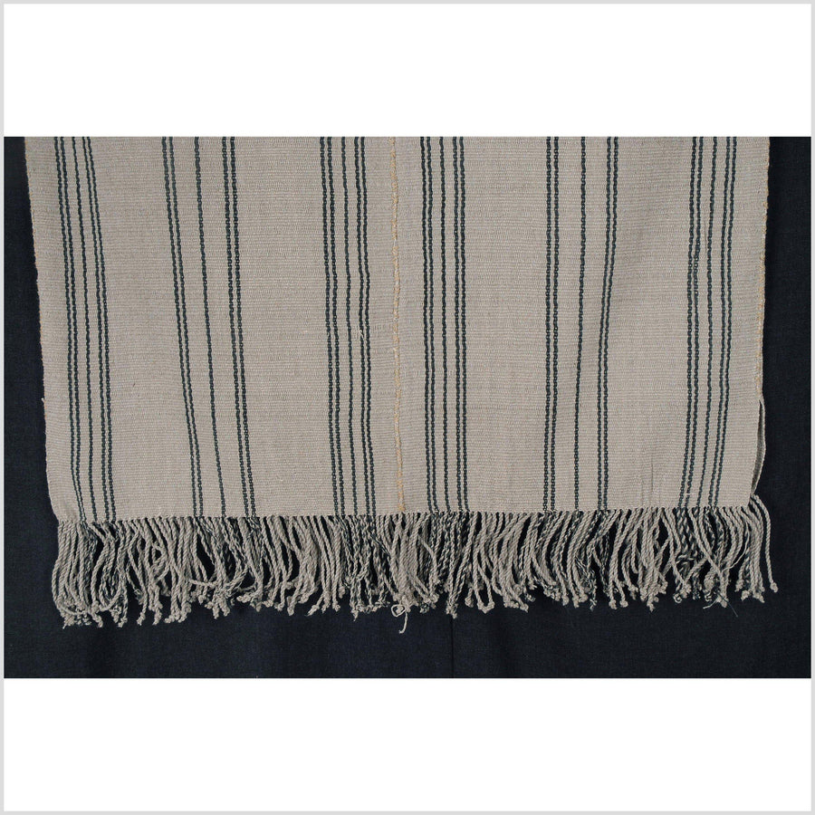 Karen ethnic hemp Hmong fabric handwoven neutral gray black tribal textile boho cloth hand stitching unbleached KL24