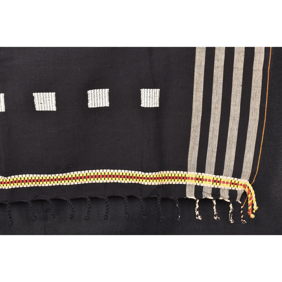 Naga ethnic blanket tribal tapestry black white textile tribal home decor handwoven cotton bed throw square pattern boho cotton fabric MQ114