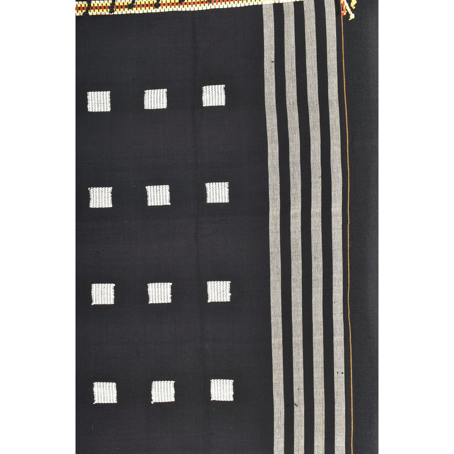 Naga ethnic blanket tribal tapestry black white textile tribal home decor handwoven cotton bed throw square pattern boho cotton fabric MQ114