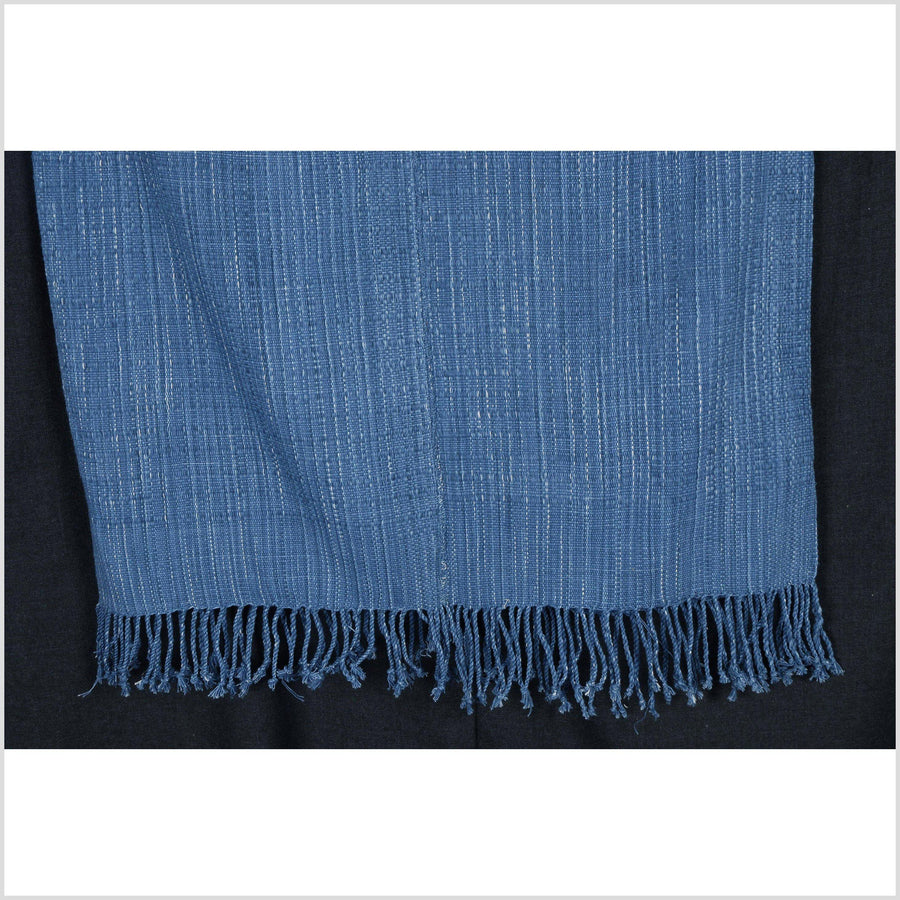 Natural organic dye cotton, handwoven indigo blue tribal textile, Karen Hmong fabric, Thai striped boho throw NM72