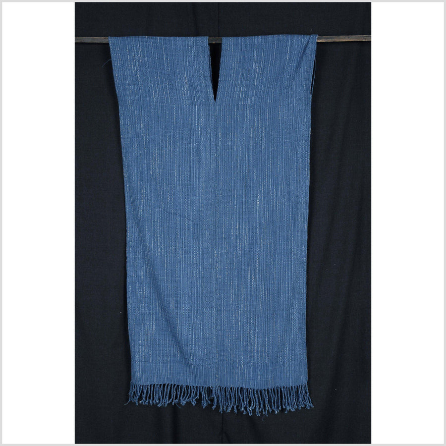 Natural organic dye cotton, handwoven indigo blue tribal textile, Karen Hmong fabric, Thai striped boho throw NM72