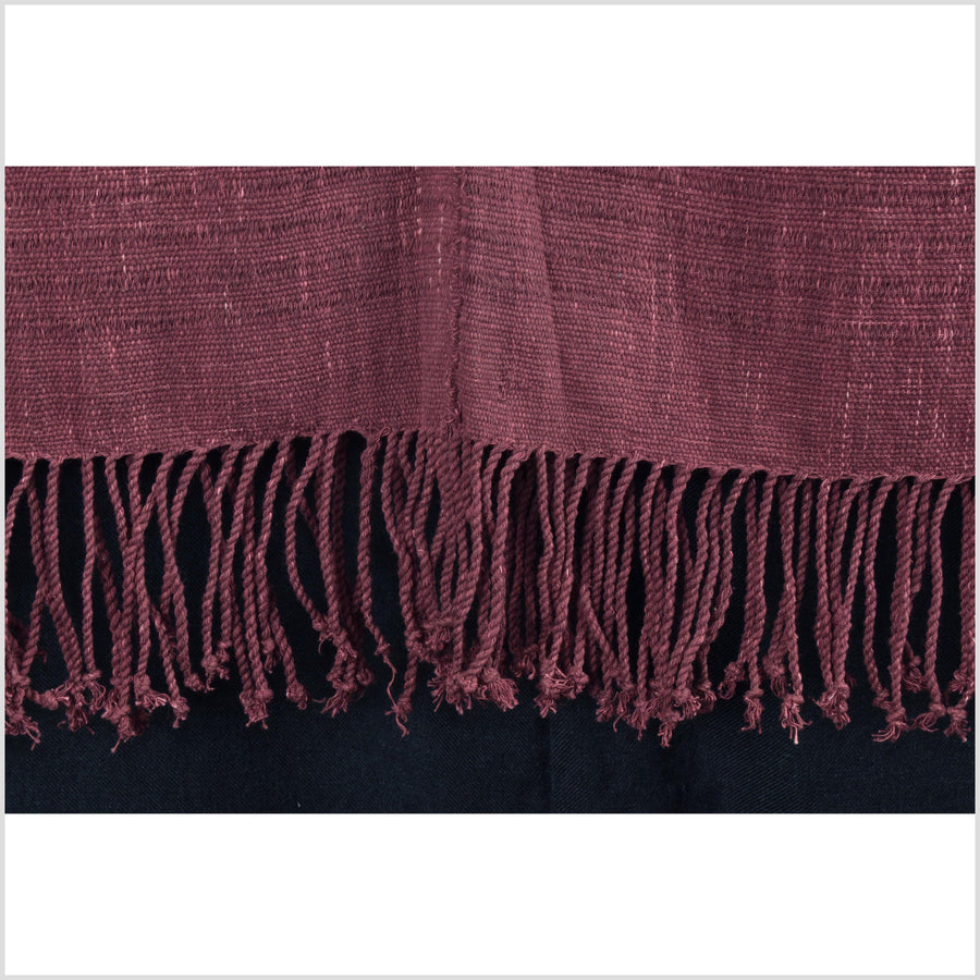 Natural organic dye cotton, handwoven neutral earth tone tribal textile, Karen Hmong fabric, Thai solid boho throw KK54
