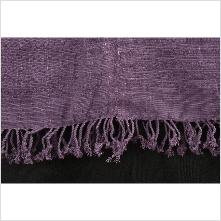 Natural organic dye cotton, handwoven neutral earth tone tribal textile, Karen Hmong fabric, Thai striped boho throw KK40