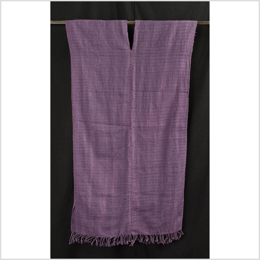 Natural organic dye cotton, handwoven neutral earth tone tribal textile, Karen Hmong fabric, Thai striped boho throw KK40