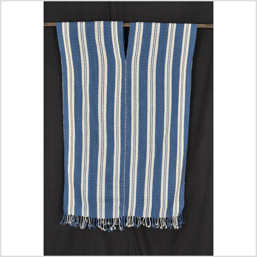 Natural organic dye cotton, handwoven neutral earth tone tribal textile, Karen Hmong fabric, Thai striped boho throw MM75