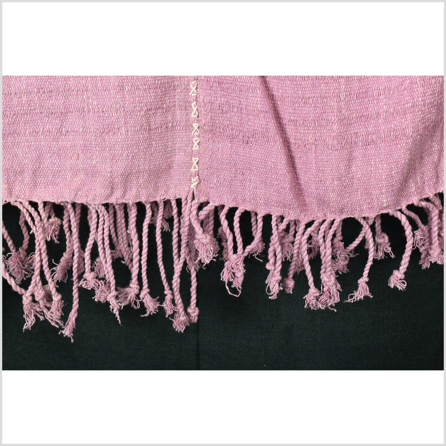 Natural organic dye cotton, handwoven neutral earth tone tribal textile, Karen Hmong fabric, Thai striped boho throw VV57