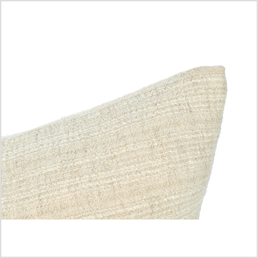 Neutral beige oatmeal linen and cotton striped pillow cover, natural minimalist decor pillowcase, rustic pinstripe unbleached cushion QQ84