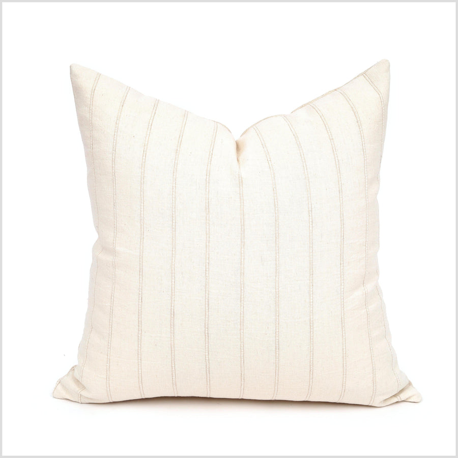 Neutral off-white hemp, linen, cotton corded throw pillow, luxurious minimalist Thailand fabric, lumbar square rectangle decorative cushion YY105