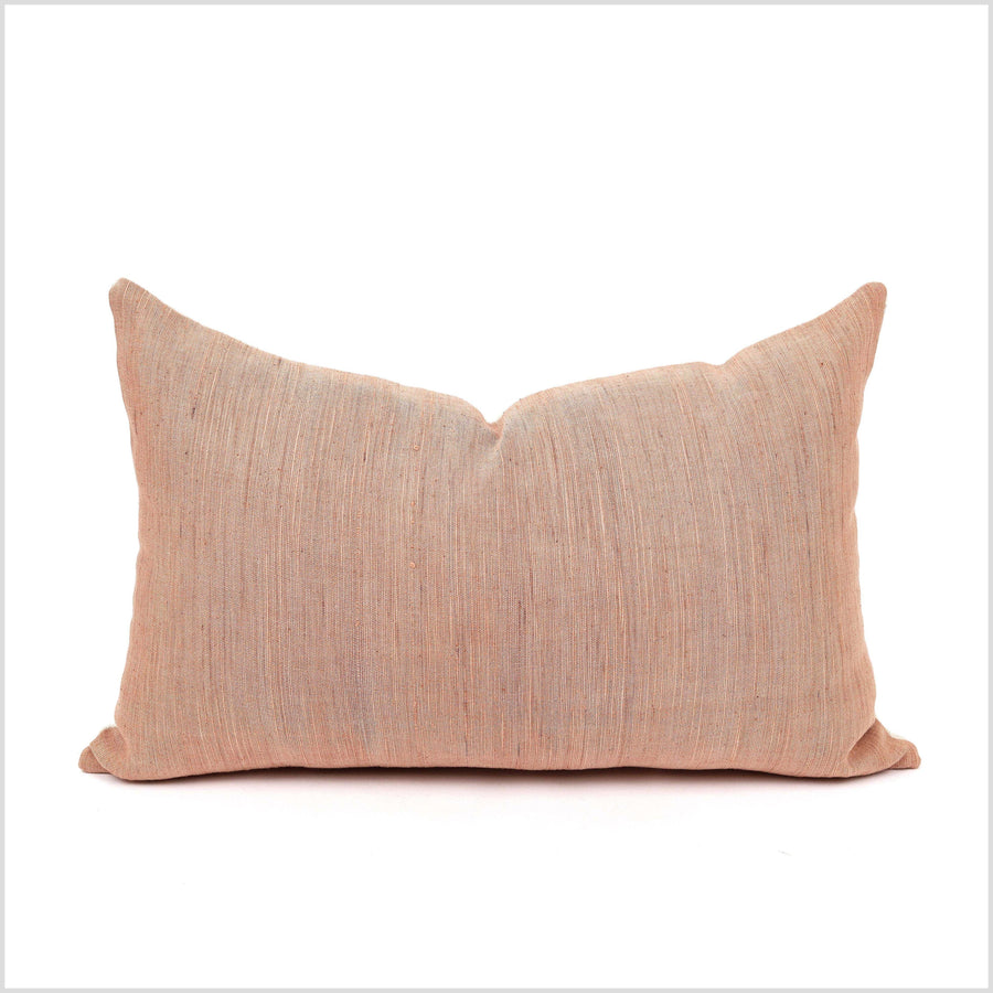 Nude warm blush handwoven cotton throw pillow, thick textured Thailand woven fabric, lumbar square rectangle decorative cushion YY103