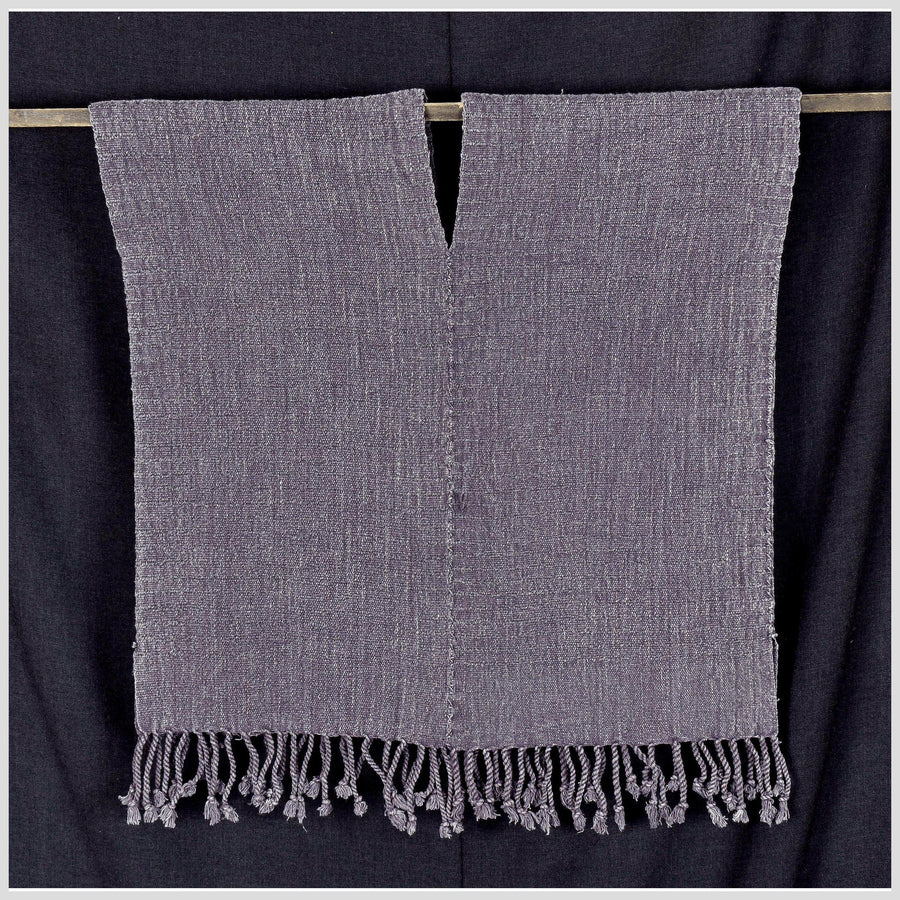 Purple, gray natural organic dye cotton, handwoven tribal textile, Karen Hmong fabric, Thai bohemian throw ZV102
