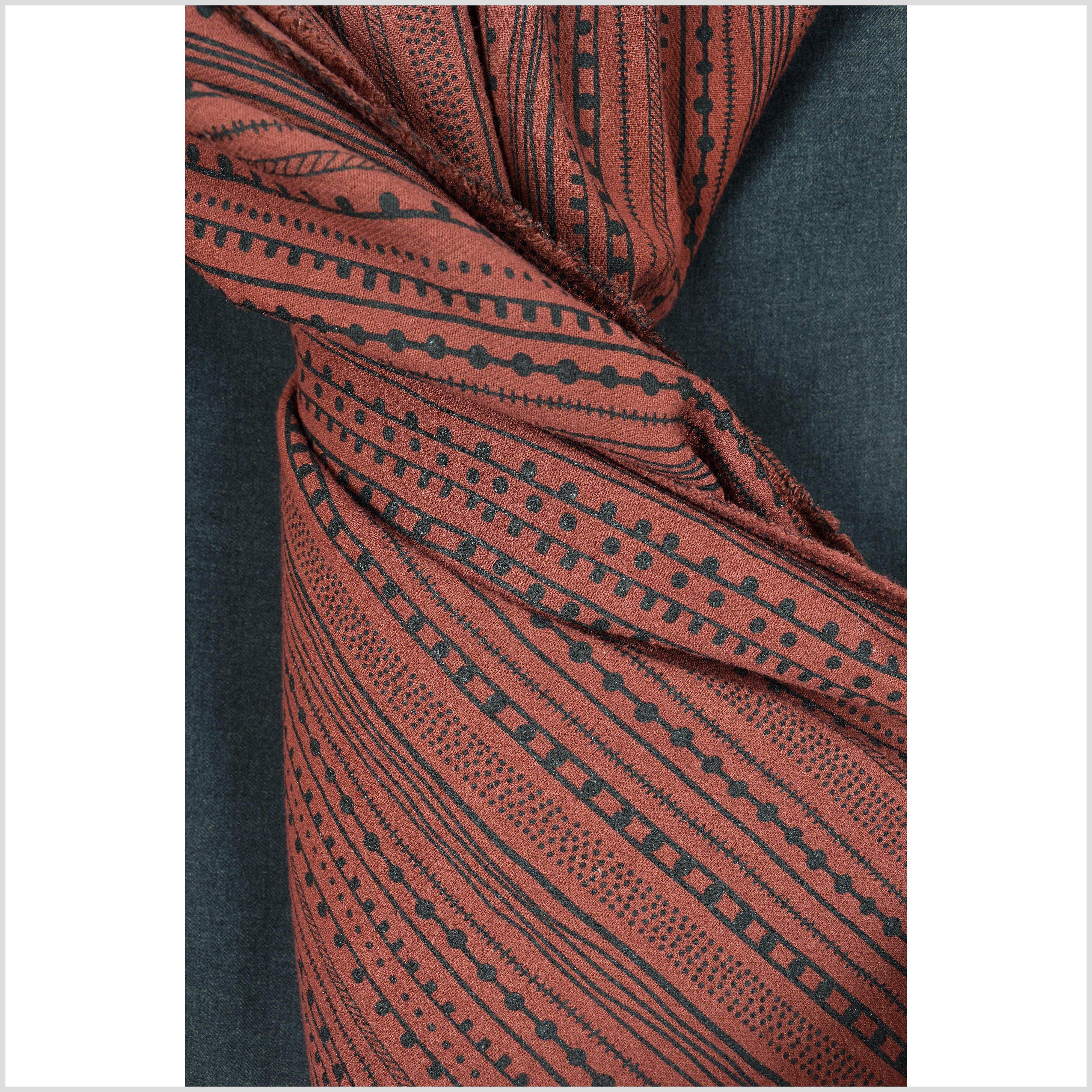Rust copper brown textured cotton fabric, heavy weight and thick
