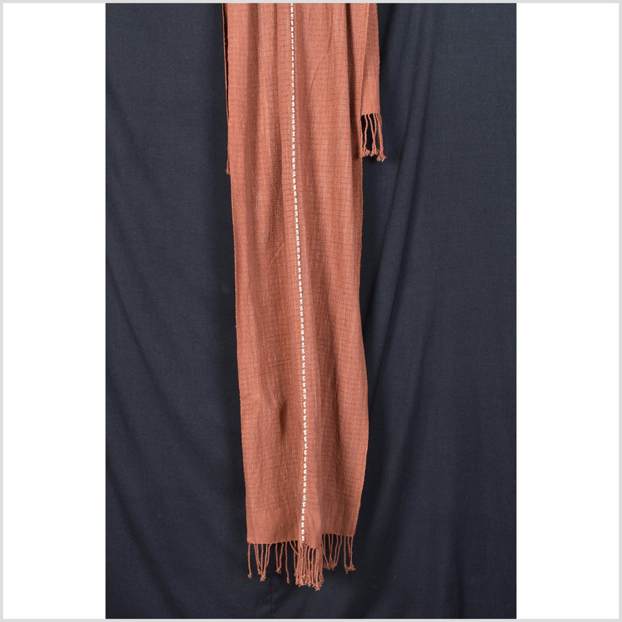 Rust-orange copper color, handwoven Hmong tribal runner, Thailand ethnic hill tribe fabric, boho minimalist home decor table textile RN34