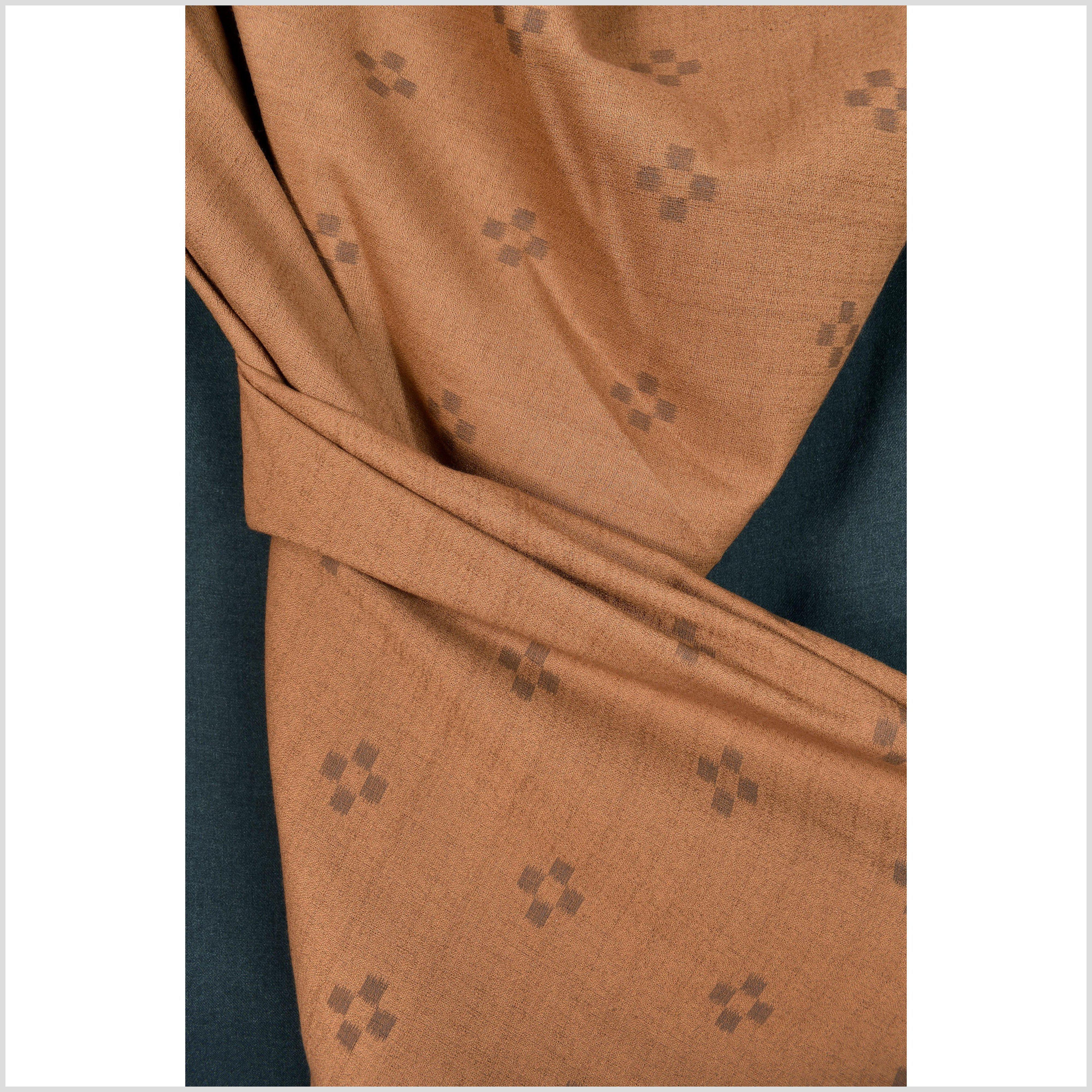 Textured woven cotton fabric, tobacco, warm rust color, brown