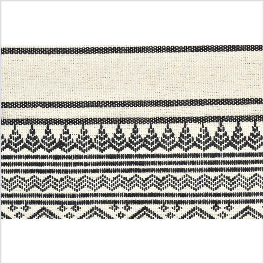 Tribal home decor ethnic Naga blanket minimalist neutral black off-white handwoven cotton throw boho Thailand Burma India tapestry RB72