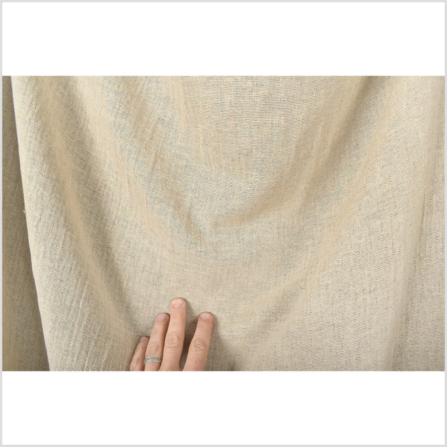 Unbleached neutral beige linen cotton fabric, 2-ply and gauzy lightweight by the yard PHA128