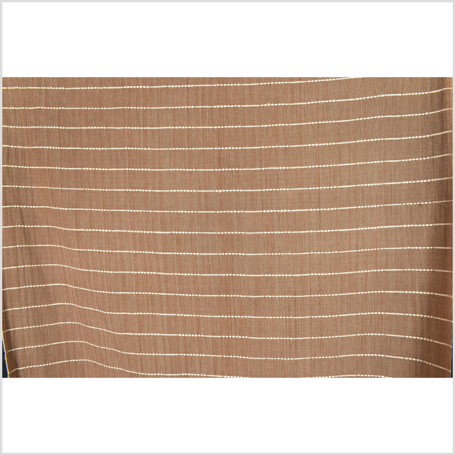 Variegated rust color, handwoven cotton fabric with woven off-white striping, light/medium-weight, fabric by the yard PHA333-10