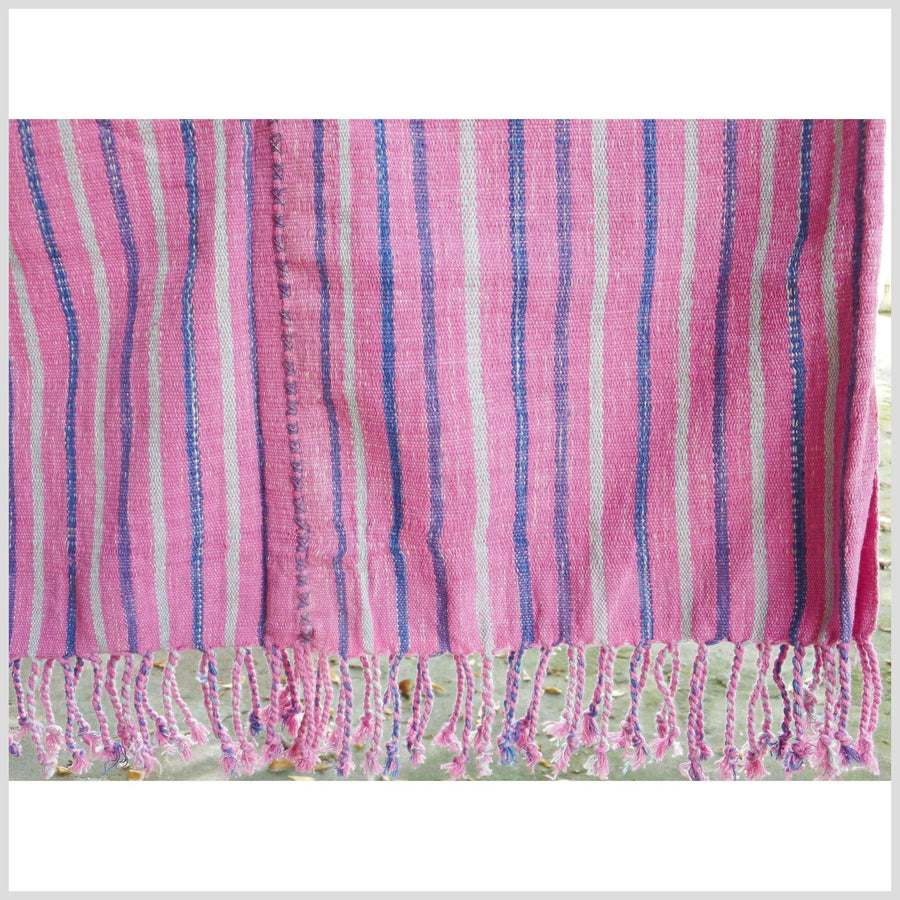 Vegetable dye natural color cloth striped cotton ethnic handwoven tapestry white pink gray tribal fabric ethnic clothing boho tunic 31 CR57