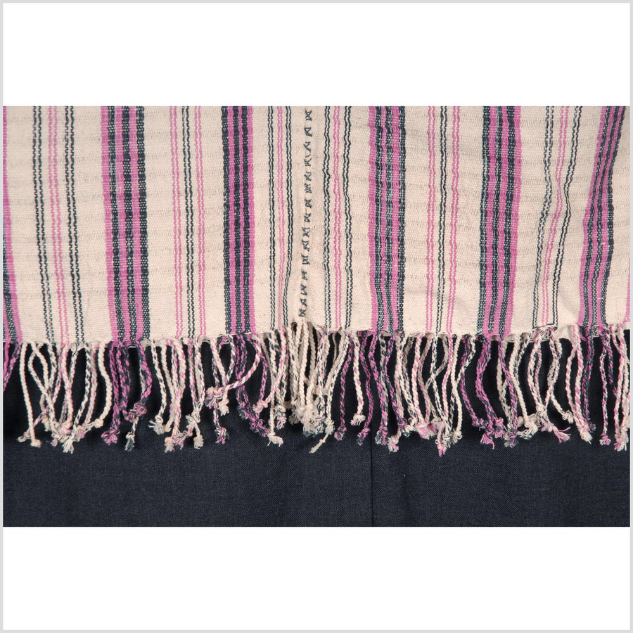 Vegetable dye natural color stripe cotton cloth ethnic handwoven tapestry beige black pink runner tribal fabric ethnic boho tunic 35AF63