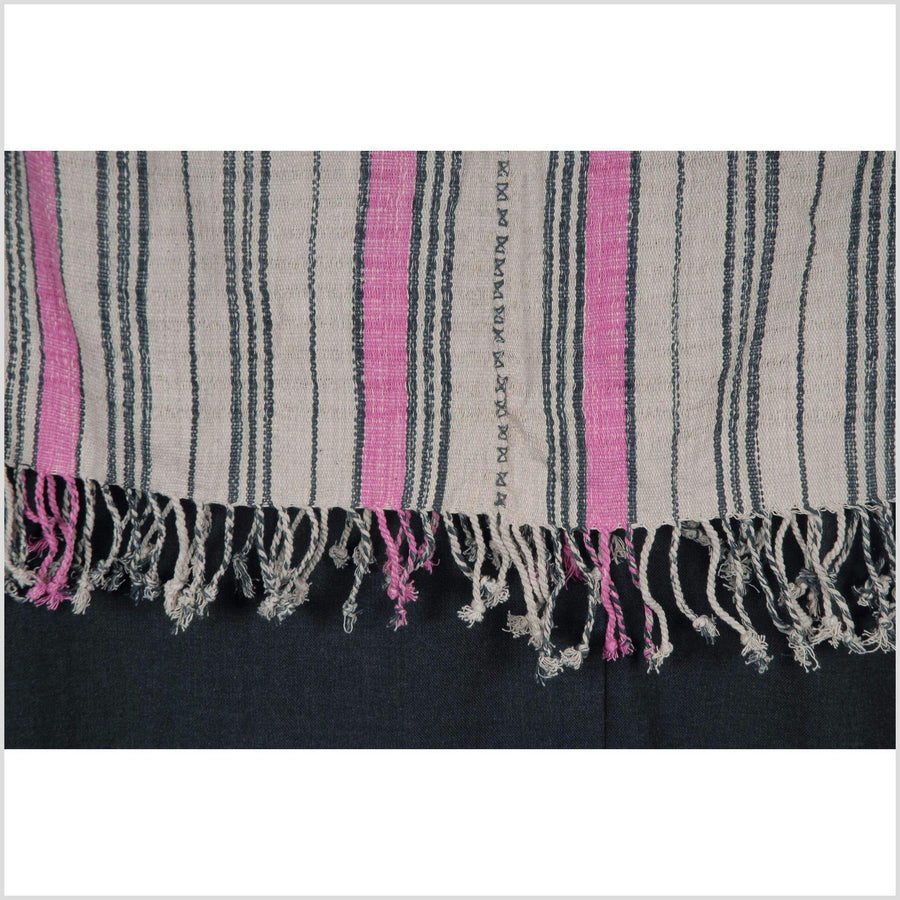 Vegetable natural dye Miao stripe shirt cotton ethnic tapestry gray pink black India fabric tribal home decor boho Hmong Karen textil 30AF38
