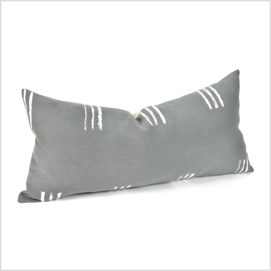 Warm gray black cotton pillowcase, cream mud cloth print cushion, bohemian rustic home decor, minimalist style, square or lumbar QQ72