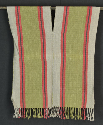 Natural organic dye cotton, handwoven neutral earth tone tribal textile, Karen Hmong fabric, Thai striped boho throw CLE1
