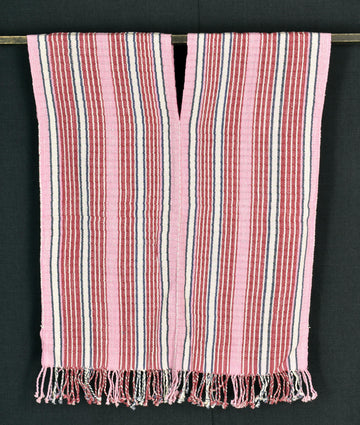 Natural organic dye cotton, handwoven neutral earth tone tribal textile, Karen Hmong fabric, Thai striped boho throw CLE2