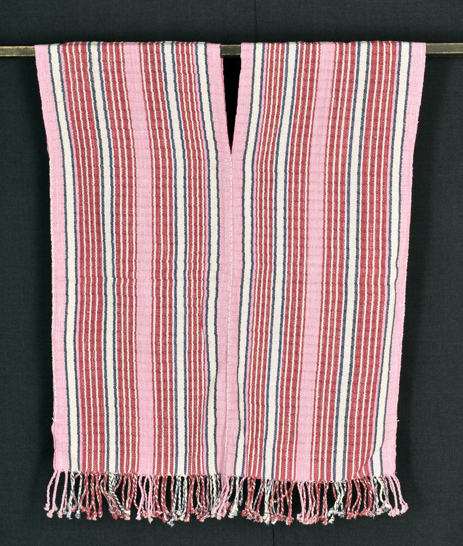 Natural organic dye cotton, handwoven neutral earth tone tribal textile, Karen Hmong fabric, Thai striped boho throw CLE2