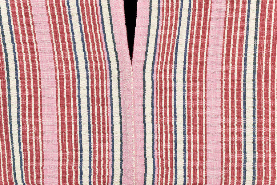 Natural organic dye cotton, handwoven neutral earth tone tribal textile, Karen Hmong fabric, Thai striped boho throw CLE2