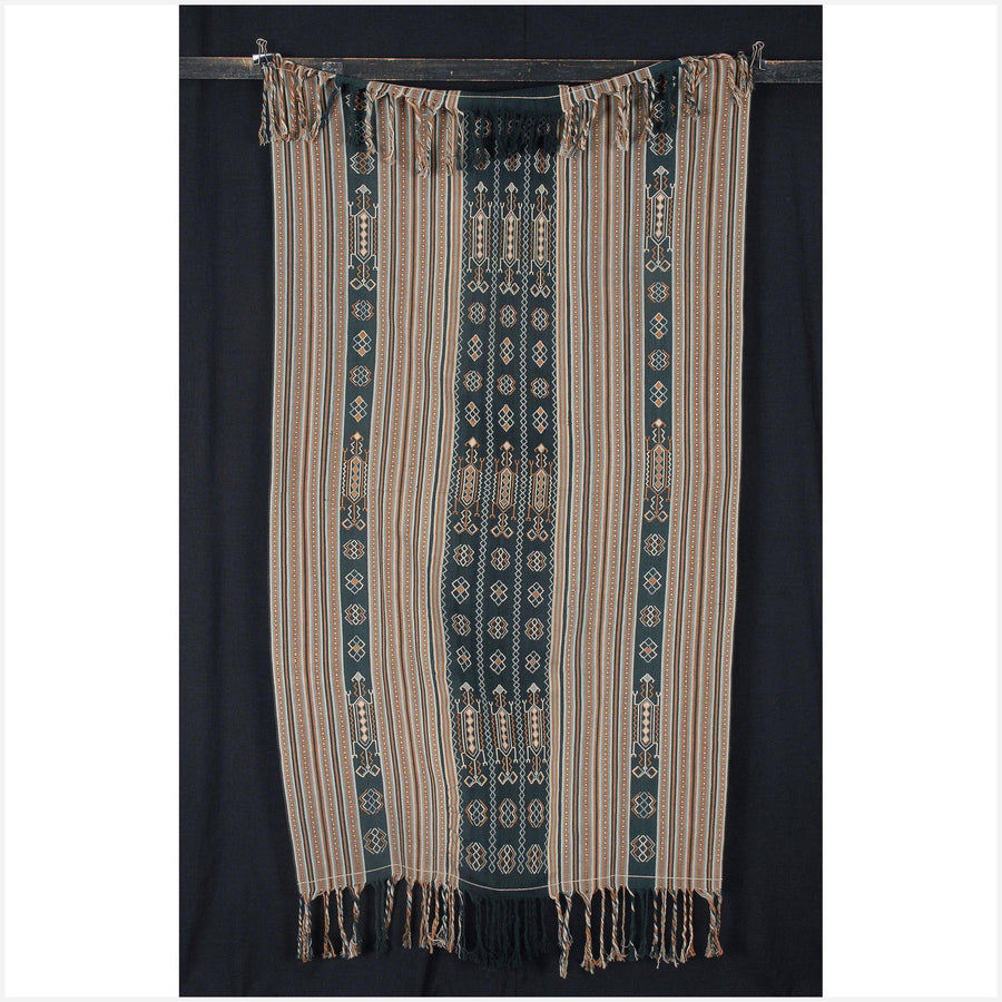 Ayutupas buna Timor handwoven heavy cotton textile natural vegetable dye black gray brown blue cream red mauve ethnic tapestry ethnic tribal fabric Indonesian hill tribe home decor boho runner CD14
